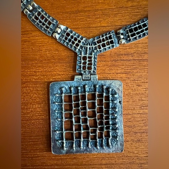 Rare Robert Larin Necklace Brutalist Modernist Art Canadian Textured Pewter 60's - Picture 1 of 11